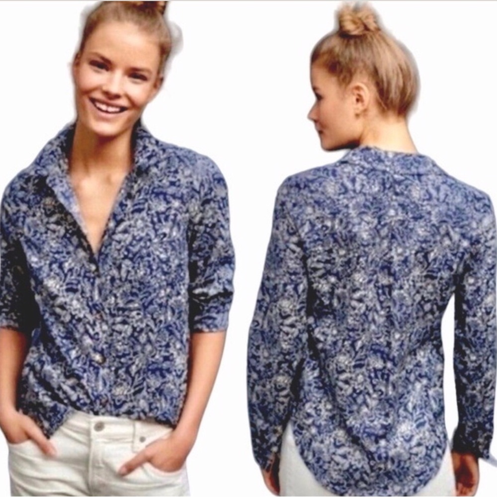 Maeve Blue Floral Blouse
